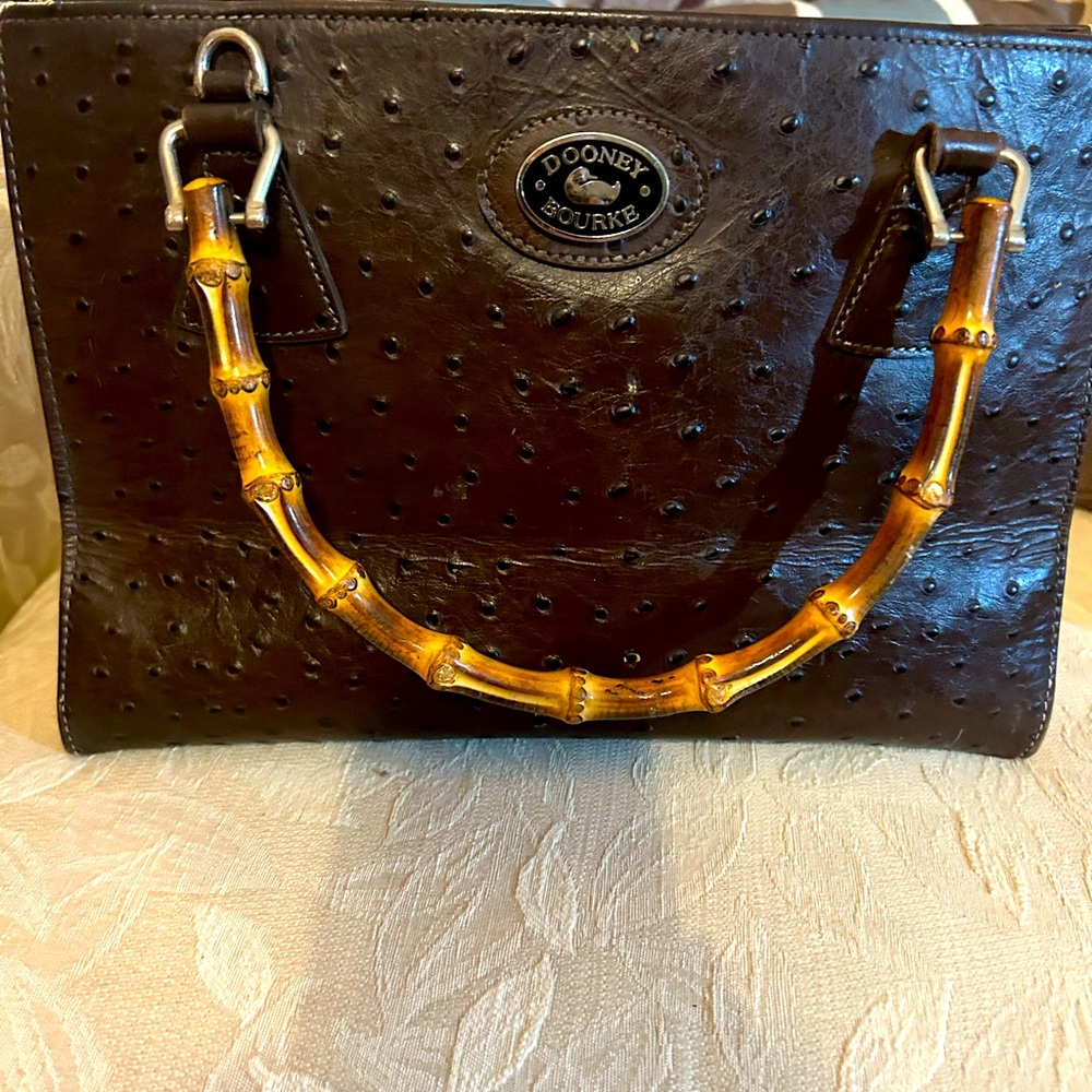 Beautiful Ostrich Dooney and Bourke purse with bamboo handles